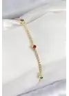 Pirinç Zirkon Taşlı Asorti Model Gold Renk Kadın Bilekilk