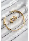 Pirinç Zirkon Taşlı Ayrık Model Gold Renk Bileklik Yüzük Set