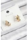 Pirinç Zirkon Taşlı Ceylan Model Gold Renk Çocuk Küpe