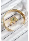 Pirinç Zirkon Taşlı Göz Model Gold Renk Bileklik Yüzük Set