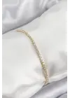 Pirinç Zirkon Taşlı İnce Su Yolu Model Gold Renk Kadın Bileklik