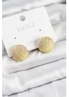 Pirinç Zirkon Taşlı İstiridye Model Gold Renk 925 Ayar Gümüş Çivi Kadın Küpe