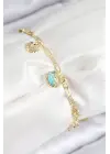 Pirinç Zirkon Taşlı İstiridye Model Gold Renk Kadın Bileklik