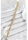 Pirinç Zirkon Taşlı Kalp Model Gold Renk Kadın Bileklik