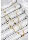 Pirinç Zirkon Taşlı Kalp Model Gold Renk Y Kolye