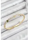 Pirinç Zirkon Taşlı Kalp Model Gold Renk Yaylı Kadın Bileklik