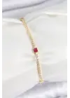 Pirinç Zirkon Taşlı Kare Model Gold Renk Kadın Bilekilk