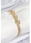 Pirinç Zirkon Taşlı Kelebek Model Gold Renk Kadın Bileklik