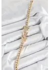 Pirinç Zirkon Taşlı Kelebek Model Gold Renk Kadın Bileklik