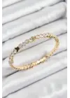 Pirinç Zirkon Taşlı Kelebek Model Gold Renk Yaylı Kadın Bileklik