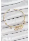 Pirinç Zirkon Taşlı Kelebek Ve Yıldız Model Gold Renk Charm Bileklik