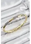 Pirinç Zirkon Taşlı Kemik Model Gold Renk Vip Kadın Bileklik