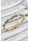 Pirinç Zirkon Taşlı Kemik Model Gold Renk Vip Kadın Bileklik
