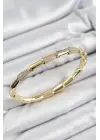 Pirinç Zirkon Taşlı Kemik Model Gold Renk Vip Kadın Bileklik