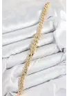 Pirinç Zirkon Taşlı Küba Zincir Model Gold Renk Kadın Bileklik