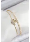 Pirinç Zirkon Taşlı Kuğu Model Gold Renk Kadın Bileklik