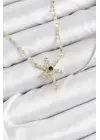 Pirinç Zirkon Taşlı Kutup Yıldızı Model Ezme Zincir Gold Renk Kadın Kolye