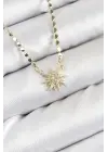 Pirinç Zirkon Taşlı Kutup Yıldızı Model Ezme Zincir Gold Renk Kadın Kolye
