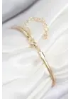 Pirinç Zirkon Taşlı Kutup Yıldızı Model Gold Renk Kadın Bileklik