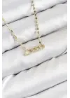 Pirinç Zirkon Taşlı Messika Model Ezme Zincir Gold Renk Kadın Kolye