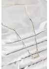 Pirinç Zirkon Taşlı Messika Model Ezme Zincir Gold Renk Kadın Kolye