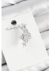 Pirinç Zirkon Taşlı Model Gümüş Renk Sağ Kıkırdak Küpe