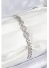Pirinç Zirkon Taşlı Oval Model Gümüş Renk Kadın Bileklik
