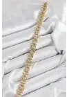 Pirinç Zirkon Taşlı Parçalı Model Gold Renk Kadın Bileklik