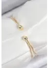 Pirinç Zirkon Taşlı Pırlanta Model Gold Renk Kadın Bileklik