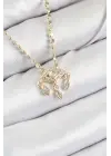 Pirinç Zirkon Taşlı Sallantılı Göz Model Ezme Zincir Gold Renk Kadın Kolye