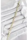 Pirinç Zirkon Taşlı Sıralı Yonca Model Gold Renk Kadın Bileklik