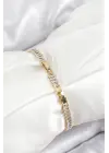 Pirinç Zirkon Taşlı Su Yolu Model Gold Renk Kadın Bileklik