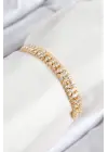 Pirinç Zirkon Taşlı Tennıs Model Gold Renk Asansörlü Kadın Bileklik
