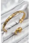 Pirinç Zirkon Taşlı Vintage Model Gold Renk Bileklik Yüzük Set