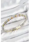 Pirinç Zirkon Taşlı XOXO Model Gümüş Ve Gold Renk Kadın Bileklik