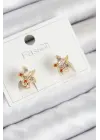 Pirinç Zirkon Taşlı Yıldız Model Gold Renk Çocuk Küpe