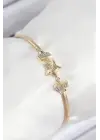 Pirinç Zirkon Taşlı Yıldız Model Gold Renk Kadın Bileklik