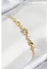 Pirinç Zirkon Taşlı Yıldız Model Gold Renk Kadın Bileklik