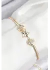 Pirinç Zirkon Taşlı Yıldız Model Gold Renk Kadın Bileklik