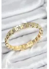 Pirinç Zirkon Taşlı Yıldız Model Gold Renk Lastikli Kadın Bileklik