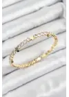 Pirinç Zirkon Taşlı Yıldız Model Gold Renk Yaylı Kadın Bileklik