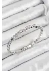 Pirinç Zirkon Taşlı Yıldız Model Gümüş Renk Yaylı Kadın Bileklik