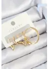Pirinç Zirkon Taşlı Yıldız Ve Halka Model Gold Renk 3lü Çift Kadın Küpe Set