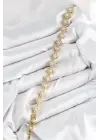 Pirinç Zirkon Taşlı Yonca Baget Model Gold Renk VIP Seri Kadın Bileklik