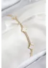 Pirinç Zirkon Taşlı Yonca Model Gold Renk Kadın Bileklik