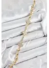 Pirinç Zirkon Taşlı Yonca Model Gold Renk Kadın Bileklik