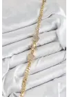 Pirinç Zirkon Taşlı Yonca Model Gold Renk Kadın Bileklik