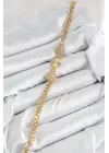 Pirinç Zirkon Taşlı Yonca Model Gold Renk Kadın Bileklik