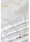 Pirinç Zirkon Taşlı Yonca Model Gold Renk Kadın Kolye