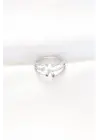 Renkli Zirkon Taşlı Silver Renk Ayarlanabilir Yüzük